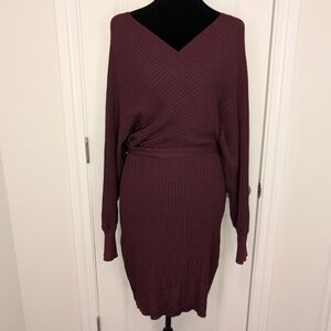 Burgundy Ribbed Knit Dress